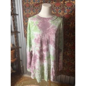 Tie Dye Long Sleeve Tunic Top Oversized Comfy Casual Pullover